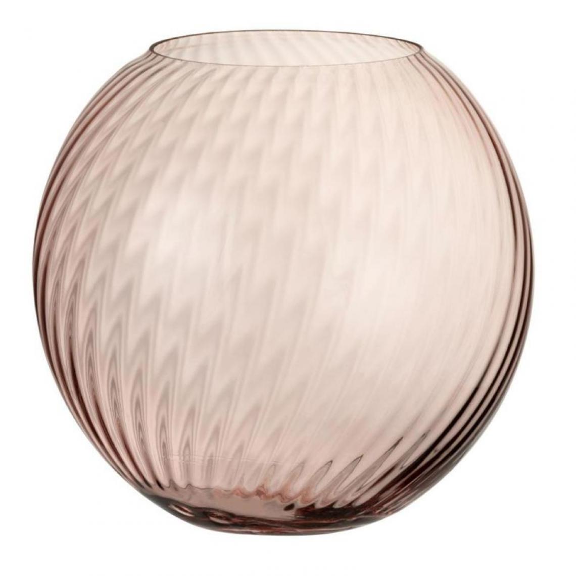 Paris Prix - Vase Design en Verre Canne Rond 25cm Rose - Vases