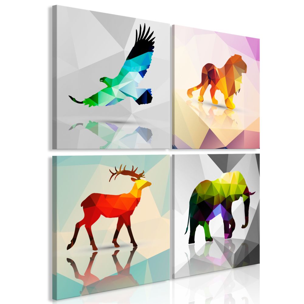 Bimago - Tableau - Colourful Animals (4 Parts) - Décoration, image, art | Animaux | - Tableaux, peintures