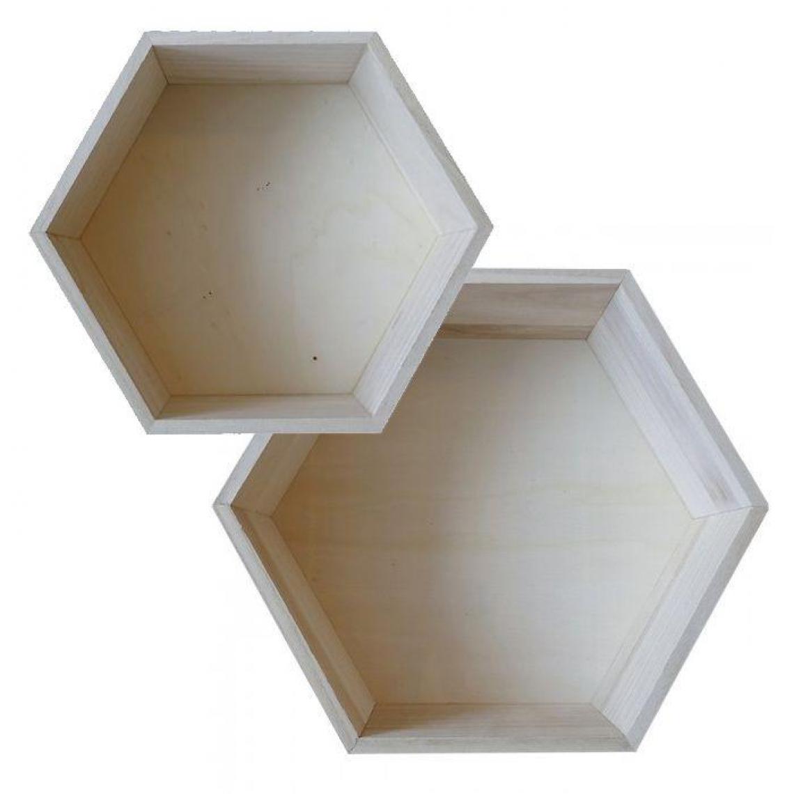 Artemio - 2 étagères hexagonales en bois - 27 x 23,5 cm et 30 x 26,5 cm - Objets déco