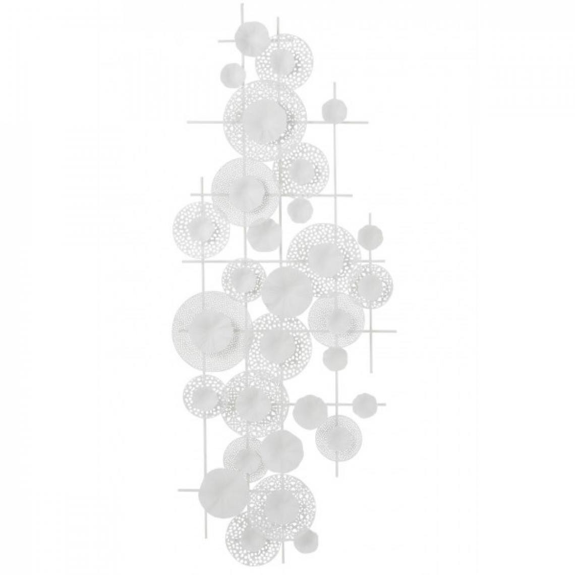 Dansmamaison - Deco Murale Fleurs Metal Blanc - L 152 x l 61 x H 8 cm - Objets déco