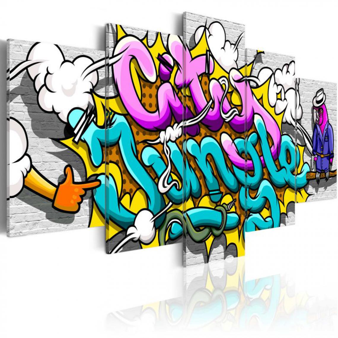Artgeist - Tableau - Graffiti: city jungle .Taille : 100x50 - Tableaux, peintures