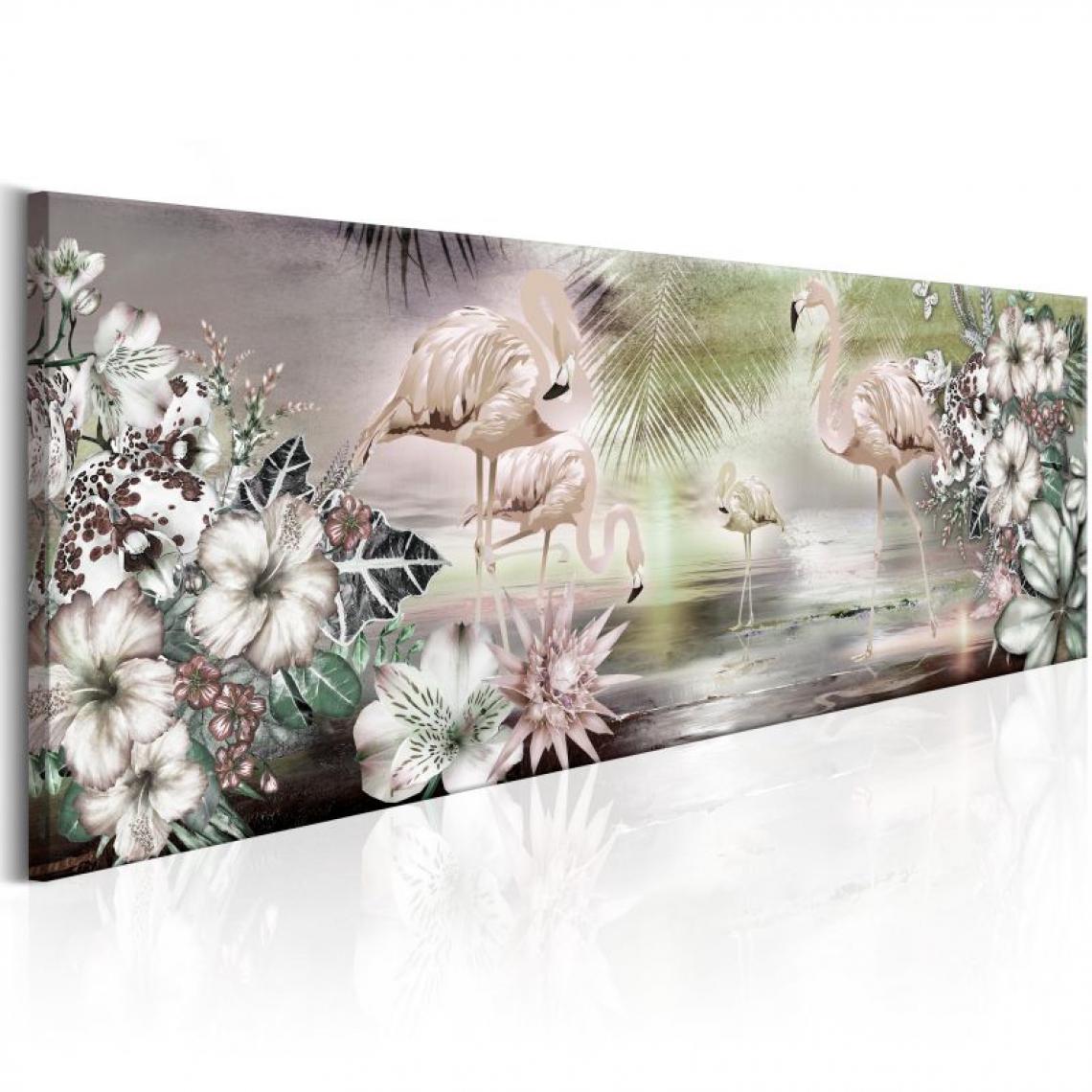 Artgeist - Tableau - Flamingoes and Flowers .Taille : 120x40 - Tableaux, peintures