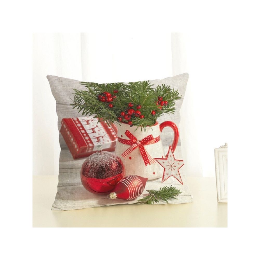 Wewoo - Décoration de Noël Coussin Home Office en coton et lin avec oreillertaille 45x45cm rouge - Décorations de Noël