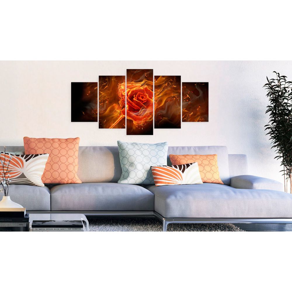 marque generique - 200x100 Tableau Fleurs et plantes Abstraction Moderne Rose brûlante - Tableaux, peintures