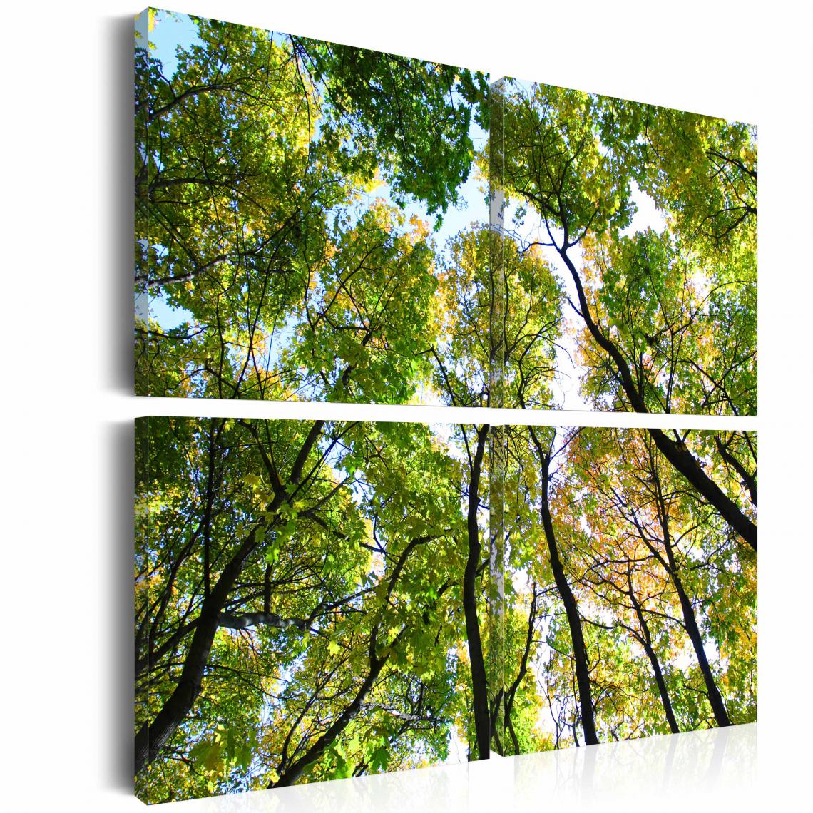 Decoshop26 - Tableau sur toile en 4 panneaux décoration murale image imprimée cadre en bois à suspendre Cime des arbres 60x60 cm 11_0006128 - Tableaux, peintures