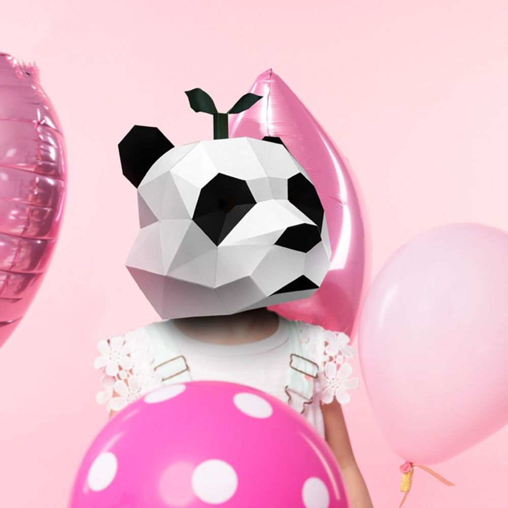 marque generique - DIY Funny Panda Head Face Mask Cover Costume Party Low Poly PaperCraft - Objets déco