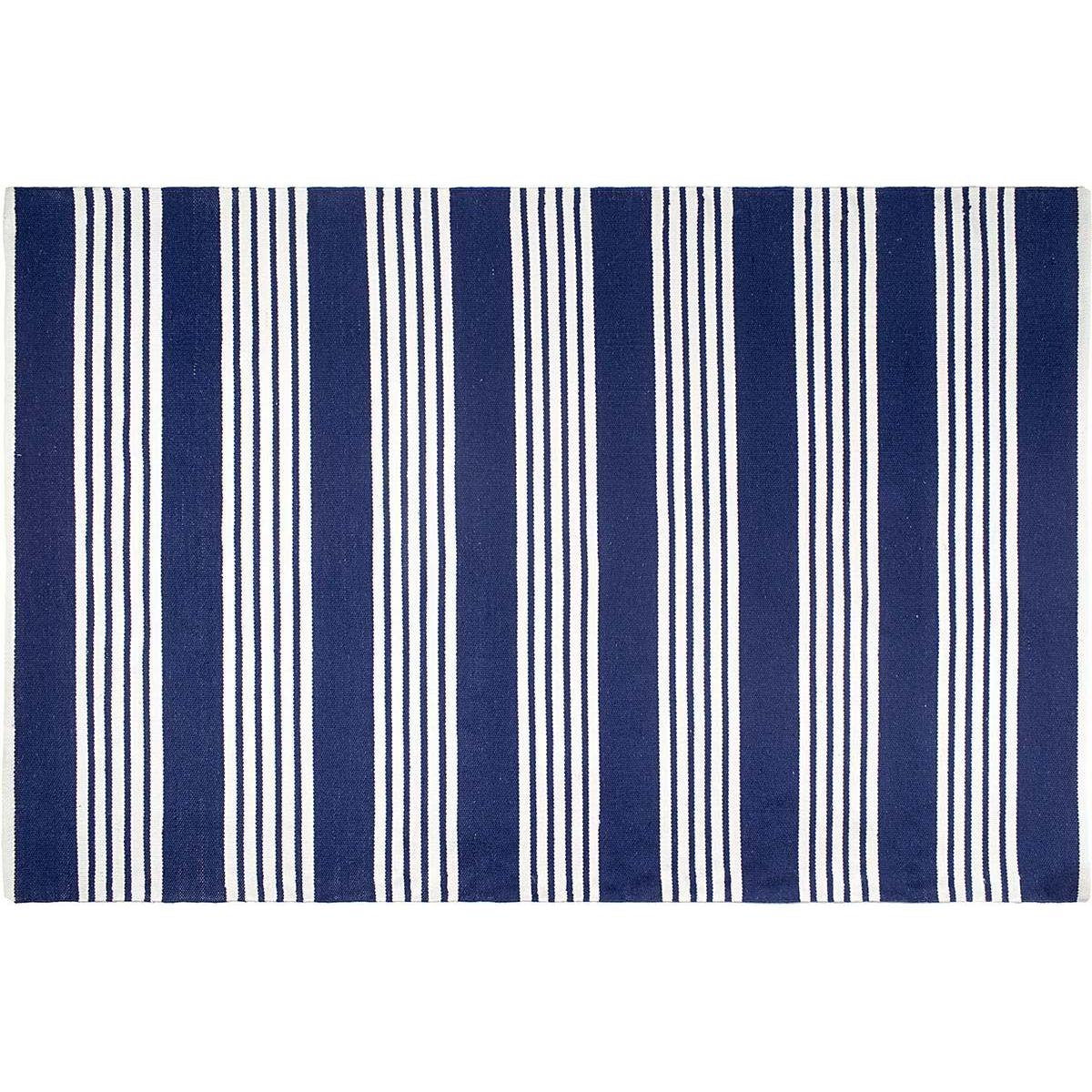 Fabhabitat - Tapis intérieur extérieur Mariona Stripe bleu et blanc 150 x 90 cm - Tapis