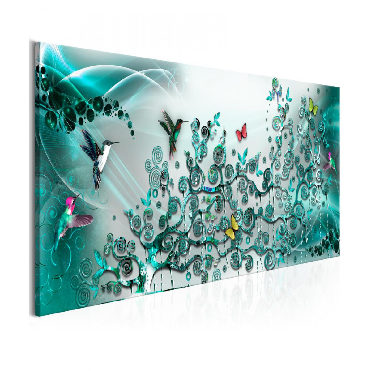 Artgeist - Tableau - Hummingbirds Dance (1 Part) Turquoise Narrow 120x40 - Tableaux, peintures