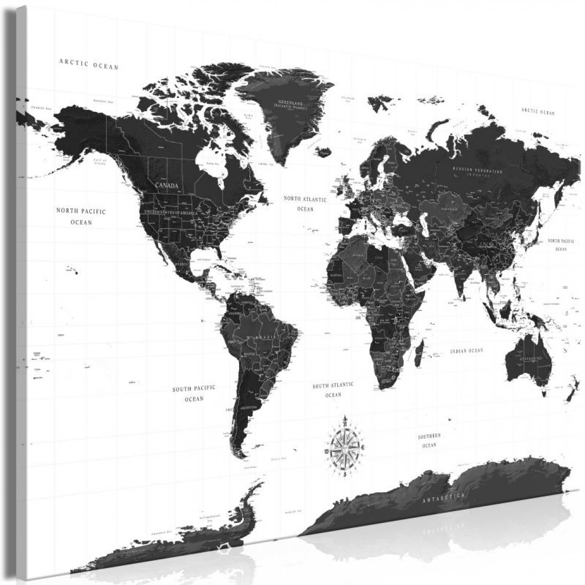 Artgeist - Tableau - Black and White Map (1 Part) Wide .Taille : 120x80 - Tableaux, peintures