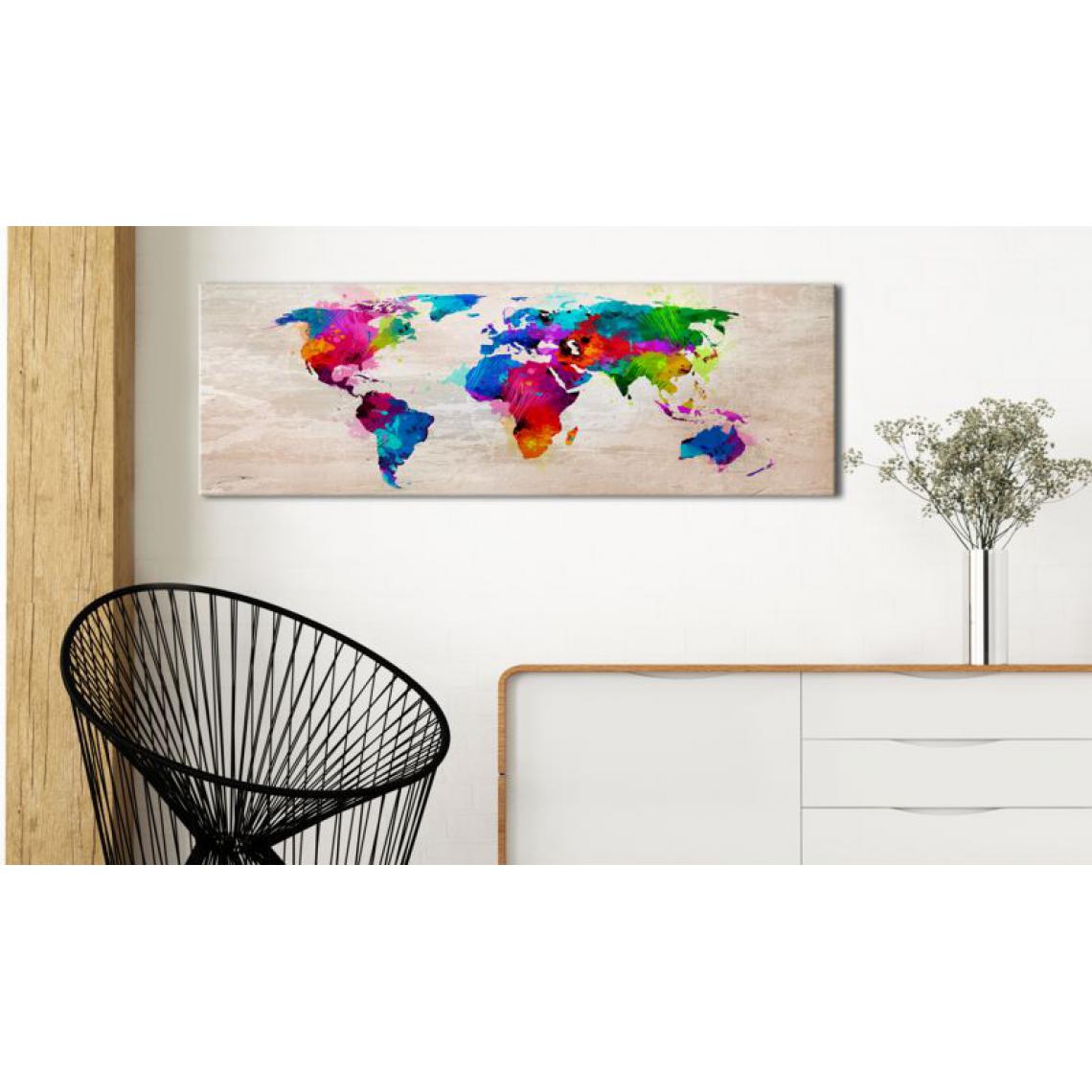 Artgeist - Tableau - World Map: Finesse of Colours .Taille : 135x45 - Tableaux, peintures
