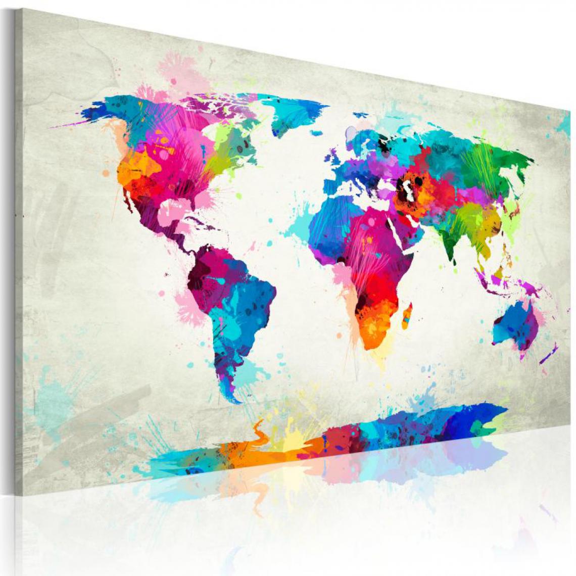 Artgeist - Tableau - Map of the world - an explosion of colors .Taille : 120x80 - Tableaux, peintures