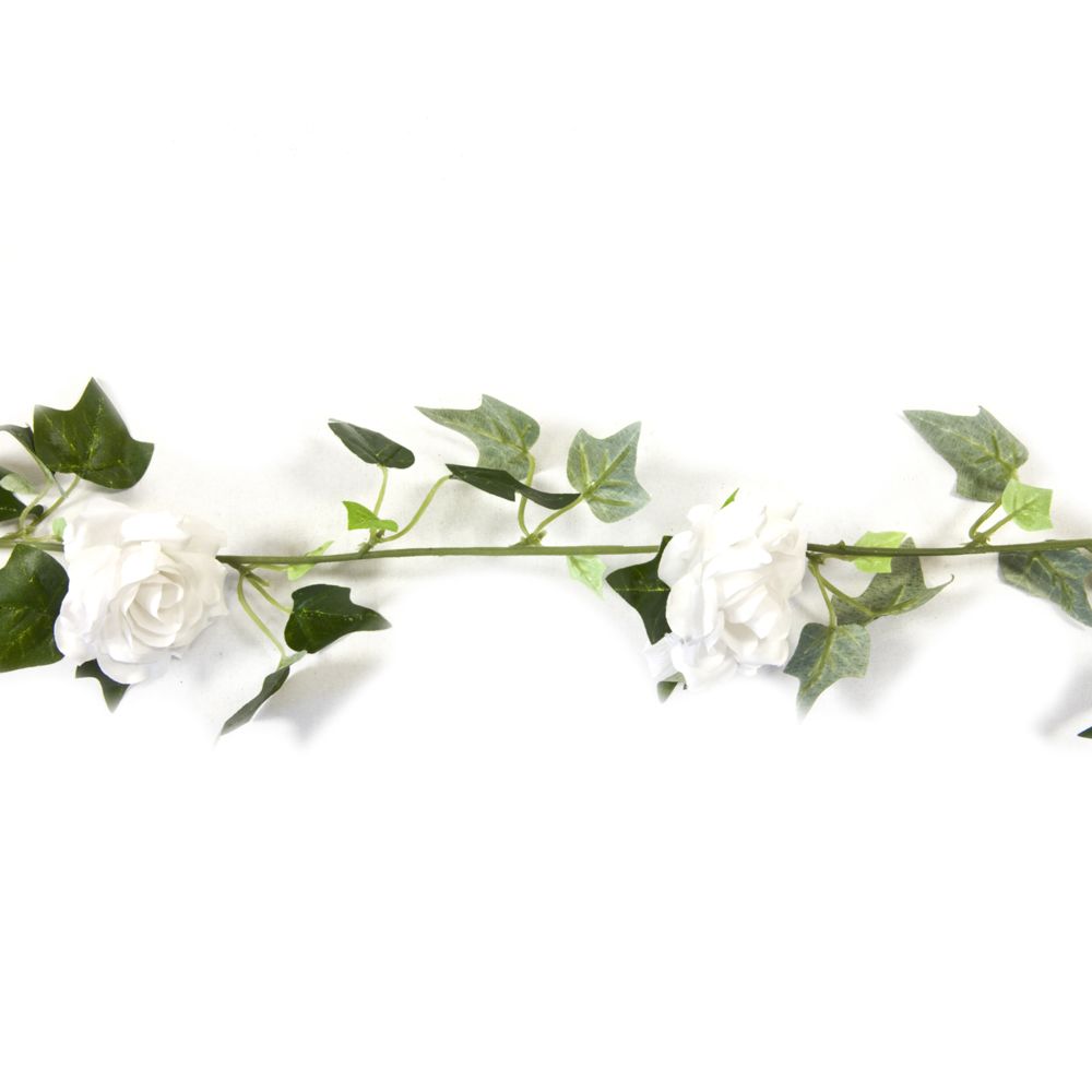 Visiodirect - Guirlande de roses et feuilles de rose coloris Blanc - 1,7 m - Objets déco