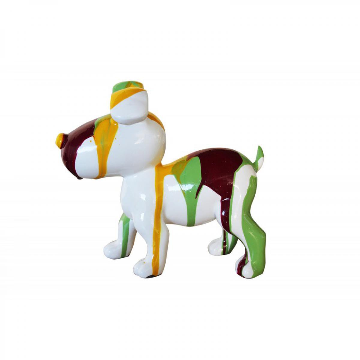 Meubletmoi - Petit chien sculpture décorative multicolore - Statues