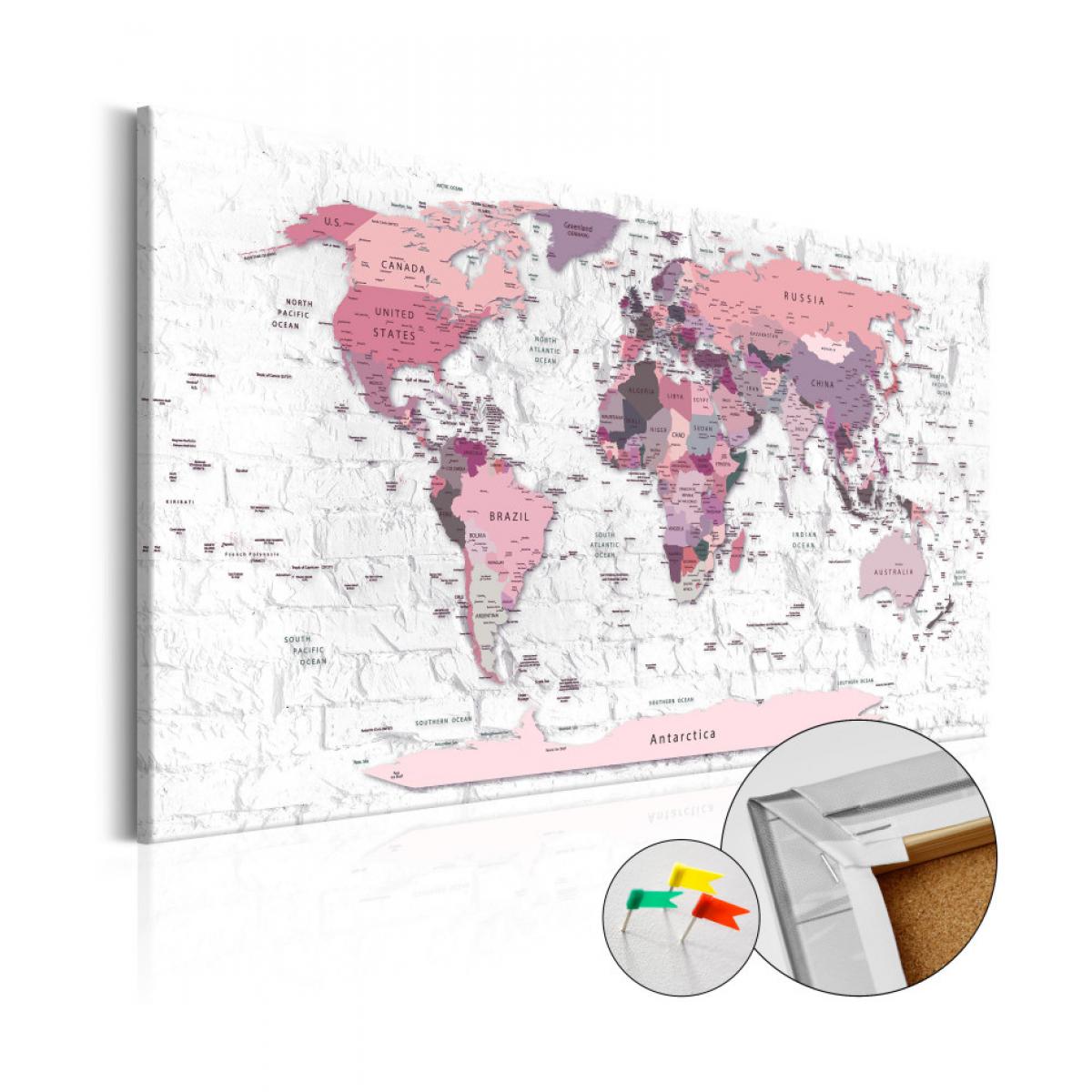 Artgeist - Tableau en liège - Pink Frontiers [Cork Map] 60x40 - Tableaux, peintures