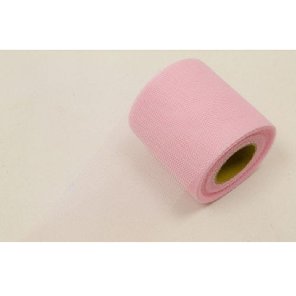 Visiodirect - Rouleau de tulle Uni coloris Rose - 8 cm x 20 m - Objets déco