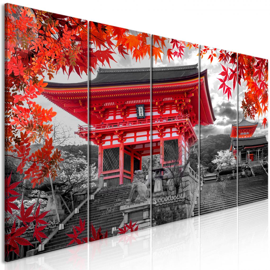 Decoshop26 - Tableau sur toile en 5 panneaux décoration murale image imprimée cadre en bois à suspendre Kyoto, Japon (5 parties) Étroit 225x90 cm 11_0007810 - Tableaux, peintures