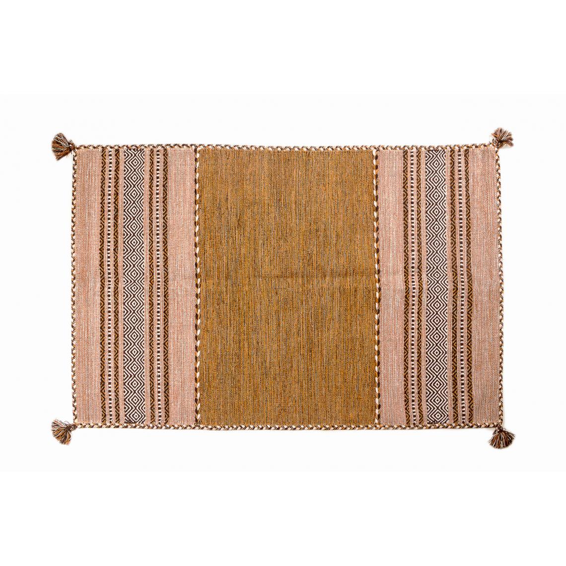 Alter - Tapis moderne Kansas, style kilim, 100% coton, terre, 90x60cm - Tapis