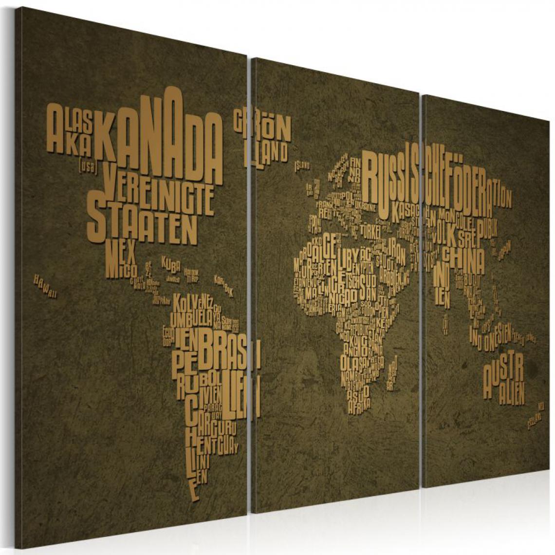 Artgeist - Tableau - Carte du monde en allemand: continents beiges - triptyque .Taille : 120x80 - Tableaux, peintures