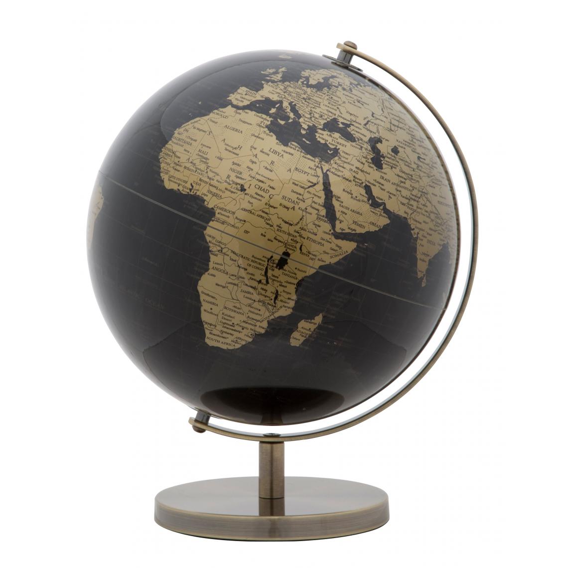 Alter - Globe décoratif, en matière plastique, avec base en métal, couleur noire, Mesure 25 x 34 x 25 cm - Objets déco