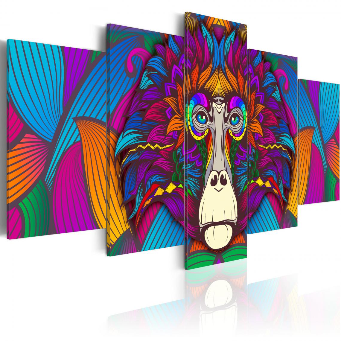 Decoshop26 - Tableau sur toile en 5 panneaux décoration murale image imprimée cadre en bois à suspendre Hypnose des Couleurs 100x50 cm 11_0002729 - Tableaux, peintures