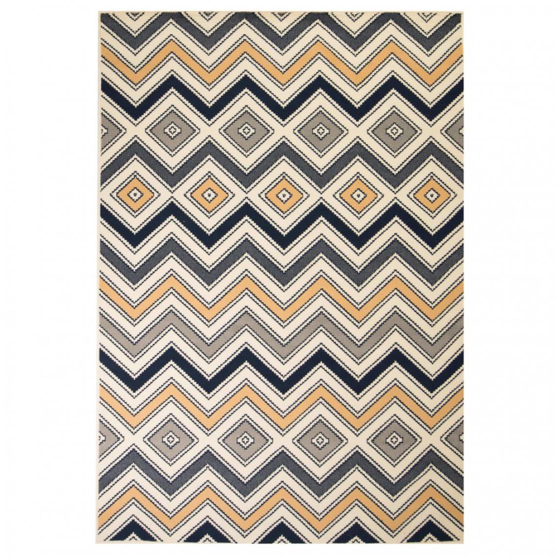 Chunhelife - Tapis moderne Design de zigzag 120 x 170 cm Marron/Noir/Bleu - Tapis