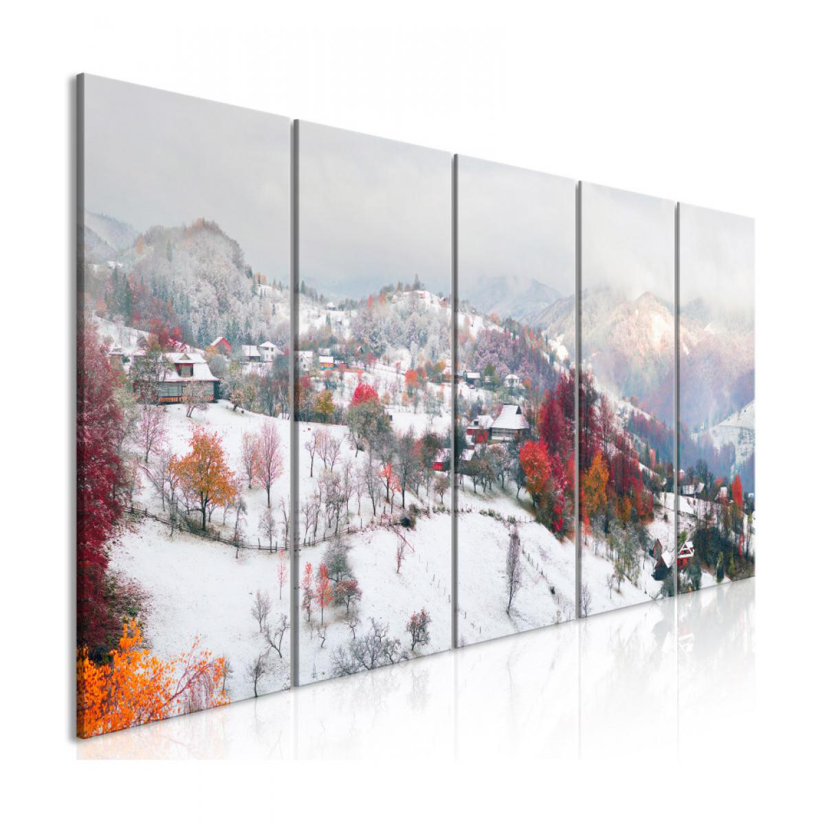 Artgeist - Tableau - First Snow (5 Parts) Narrow 200x80 - Tableaux, peintures