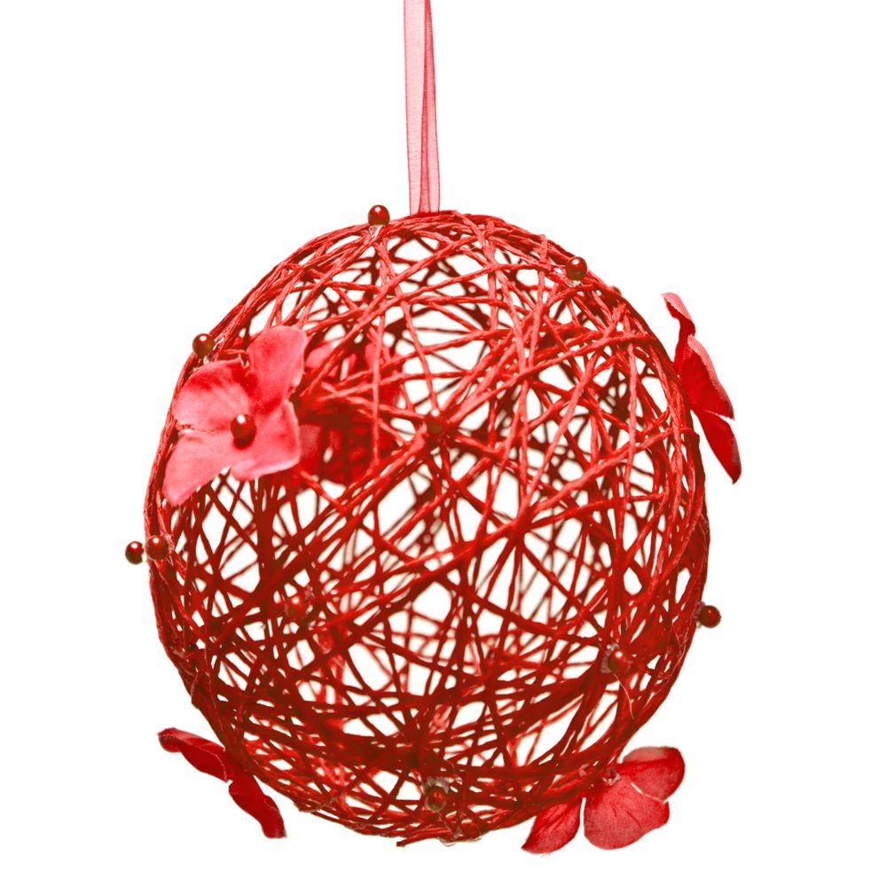 Visiodirect - Boule de rose à suspendre coloris Rouge - 12,5 cm - Objets déco