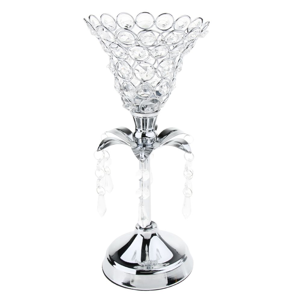 marque generique - cristal votive photophore bougeoir décoration de mariage 29cm argent - Bougeoirs, chandeliers