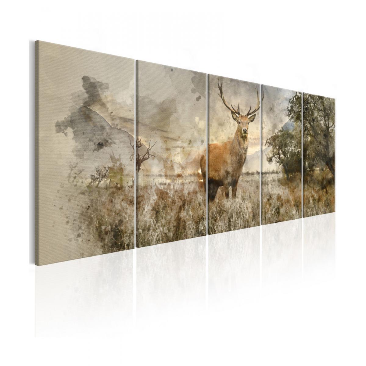 Artgeist - Tableau - Watercolour Deer I 200x80 - Tableaux, peintures