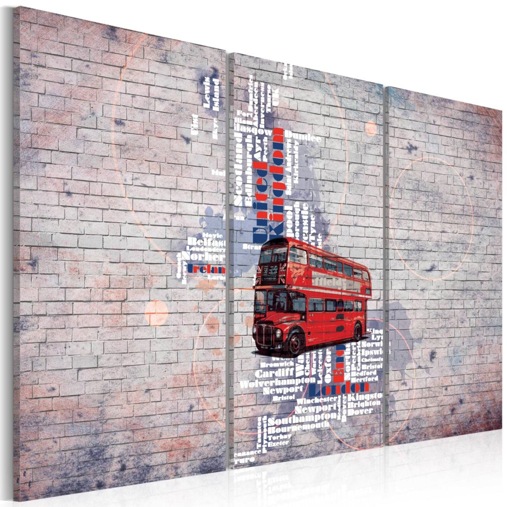 Bimago - Tableau - Autour de la Grande-Bretagne en Routemaster - triptyque - Décoration, image, art | Cartes du monde | - Tableaux, peintures
