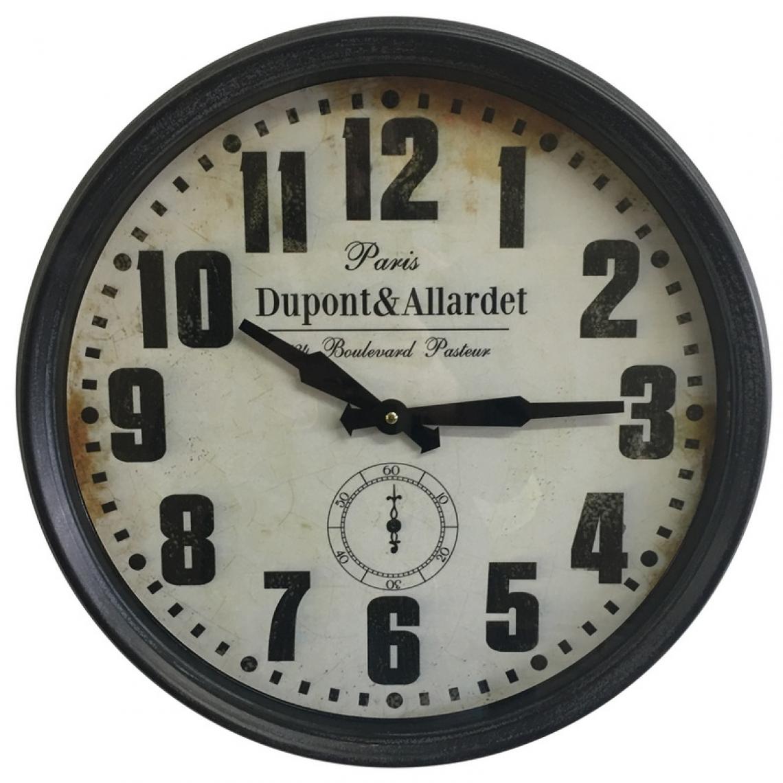 L'Originale Deco - Style Ancienne Horloge Industrielle de gare en Métal Verre Ronde ø46 cm x 8 cm - Horloges, pendules