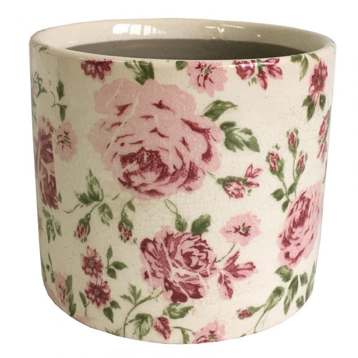 L'Originale Deco - Style Ancien Pot Cache Pot Fleurs Plantes Rond Rose ø12 cm - Pots, cache-pots