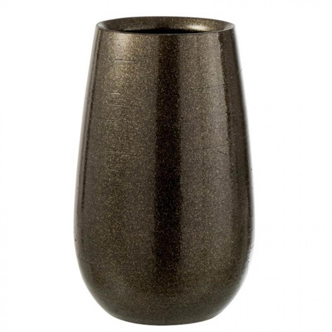 Paris Prix - Vase Design Céramique Victor 30cm Vert & Or - Vases