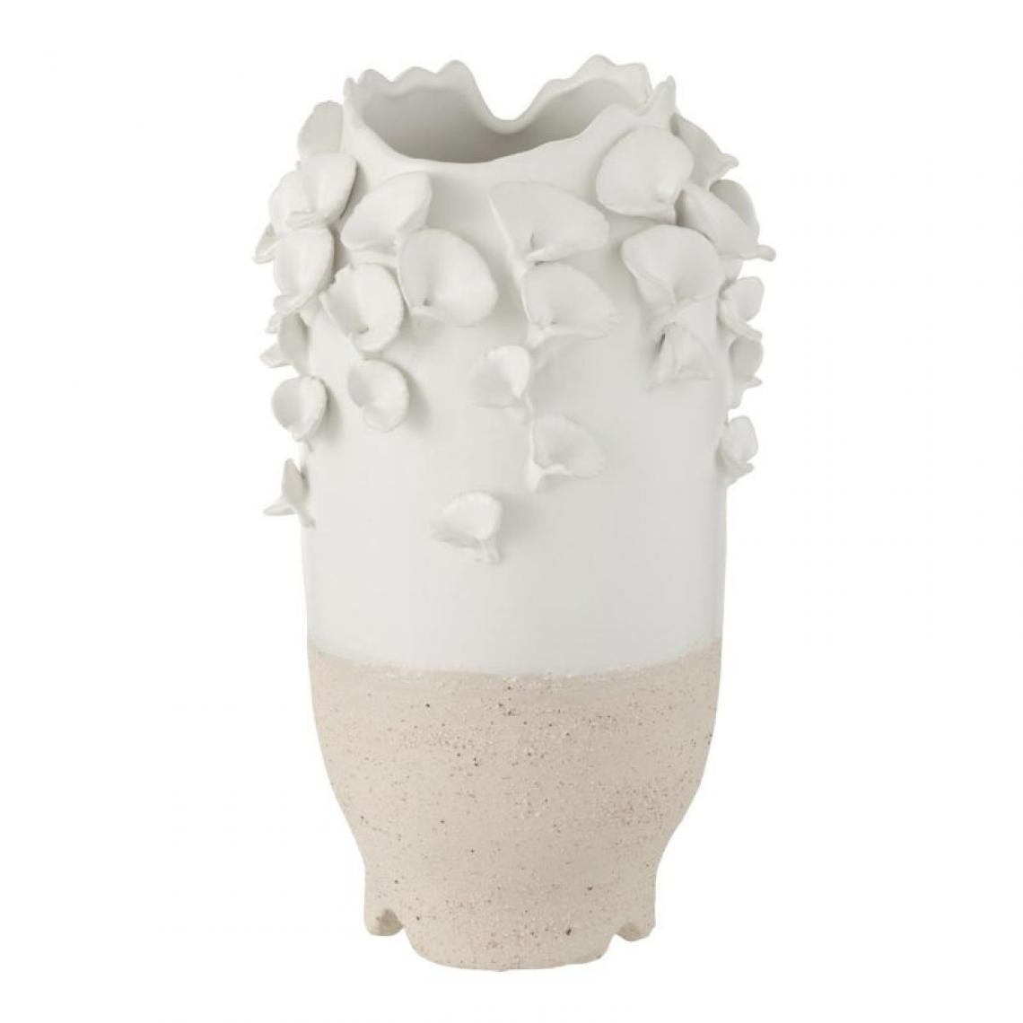 Paris Prix - Vase en Céramique Anémone 38cm Blanc & Naturel - Vases