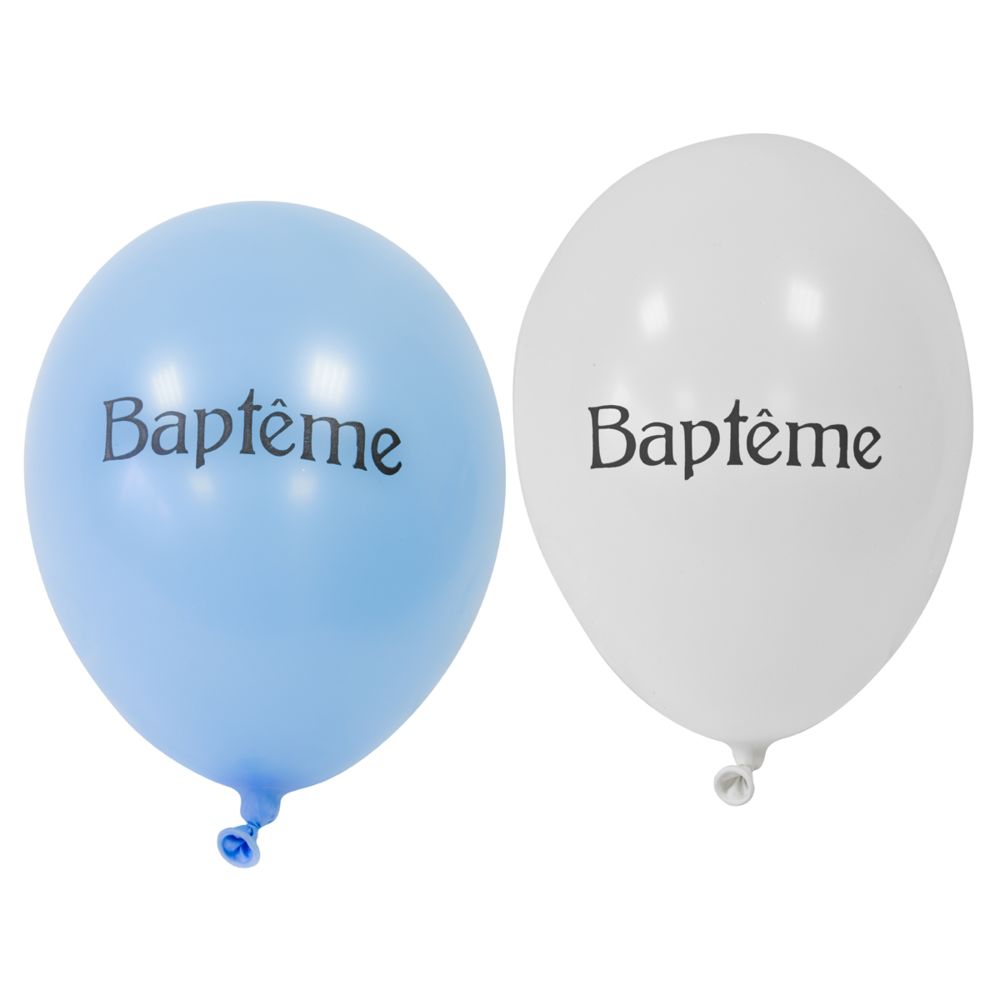 Visiodirect - Lot de 96 ballons Imprimés ""Baptême"" coloris Ciel - 28 Cm - Objets déco