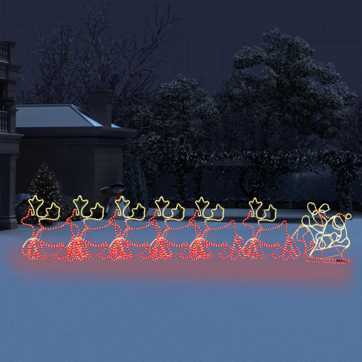 Vidaxl - vidaXL Cordon lumineux de Noël 6 Rennes XXL et traîneau 2160 LED 7 m - Décorations de Noël