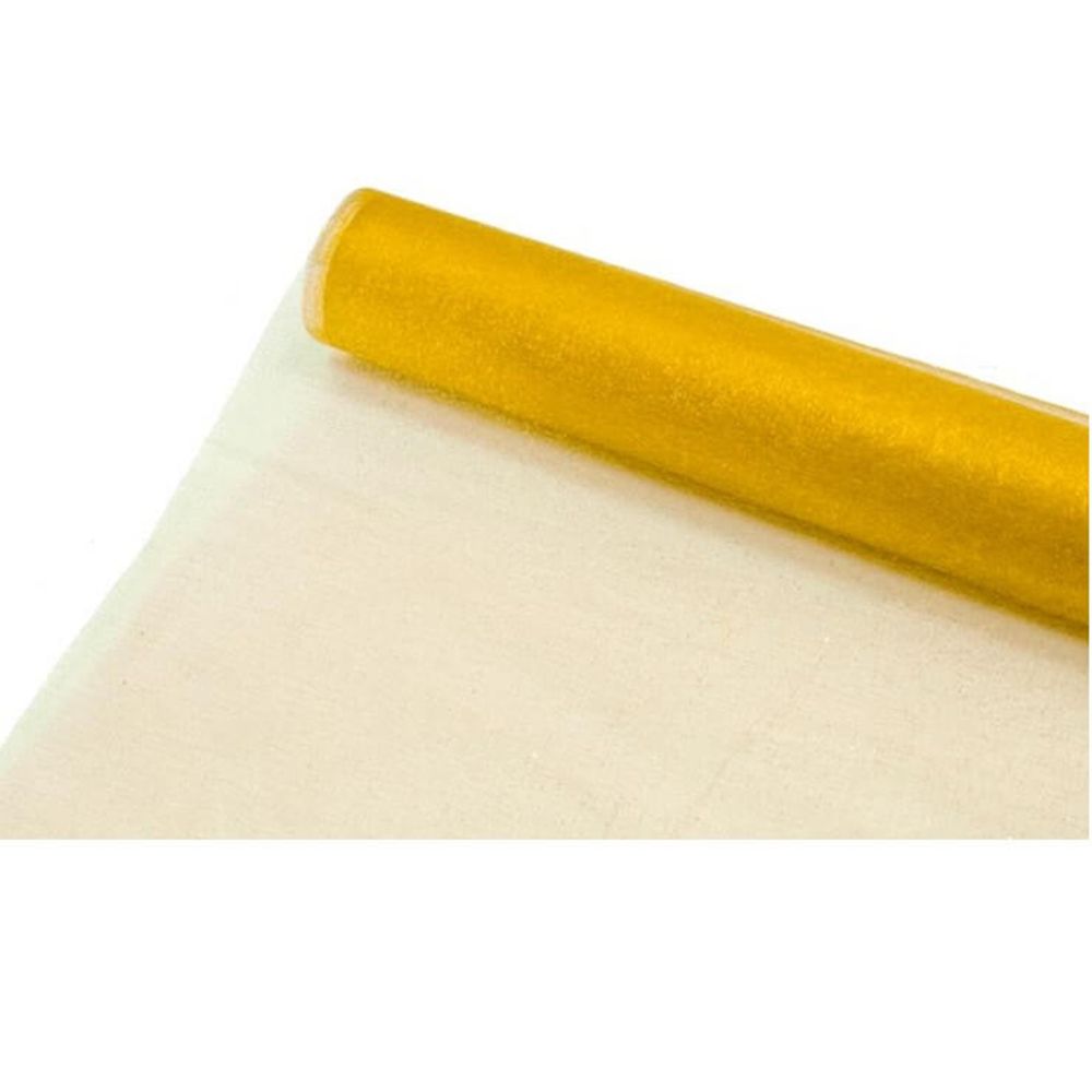 Visiodirect - Lot de 10 Chemins de Table en Organza Brillant Coloris jaune vif - 28 cm x 5m - Objets déco