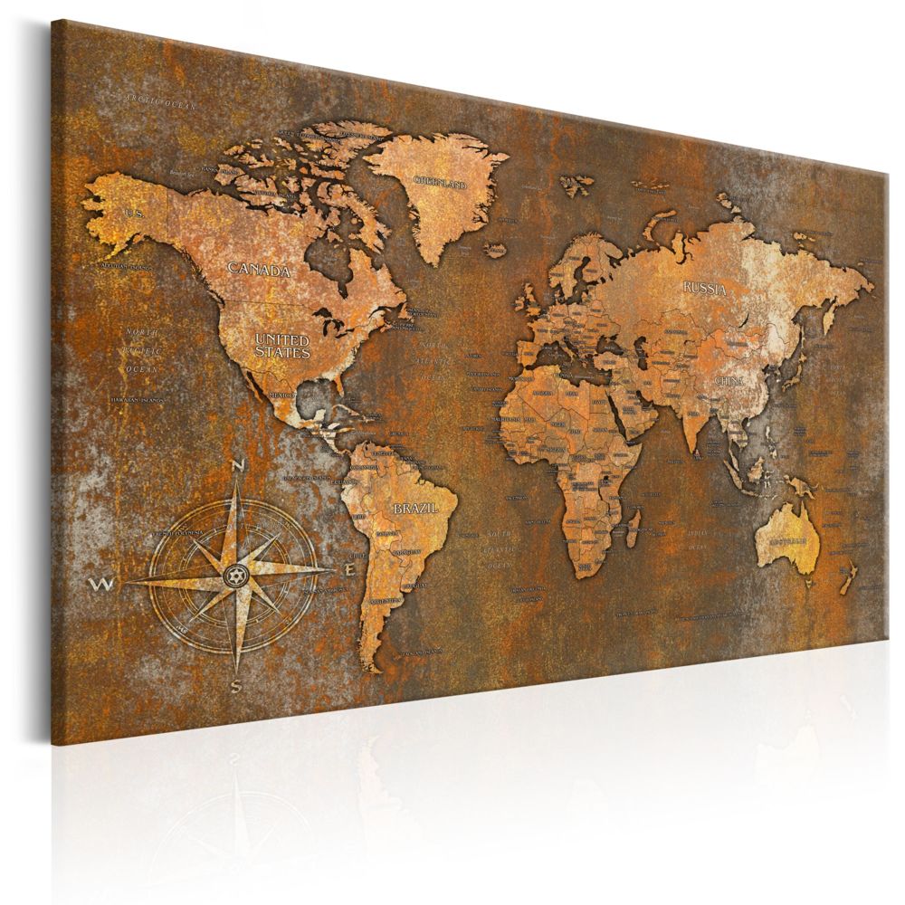 Bimago - Tableau - Rusty World - Décoration, image, art | Cartes du monde | - Tableaux, peintures