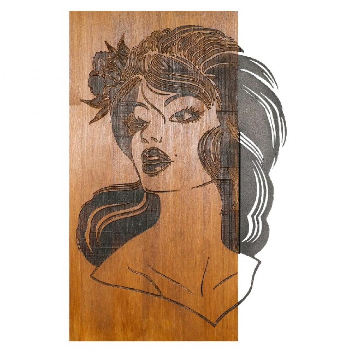 Homemania - HOMEMANIA Décoration en métal et en bois Soray - Noir, marron - 37 x 3 x 57,5 cm - Objets déco