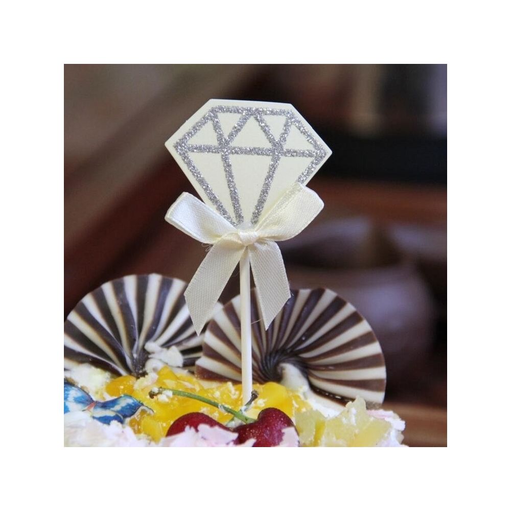 Wewoo - Décorations de Fête 5 paquets de gâteau d'anniversaire de diamant inséré carte fournitures de décoration de table de dessert de de mariage beige - Décorations de Noël