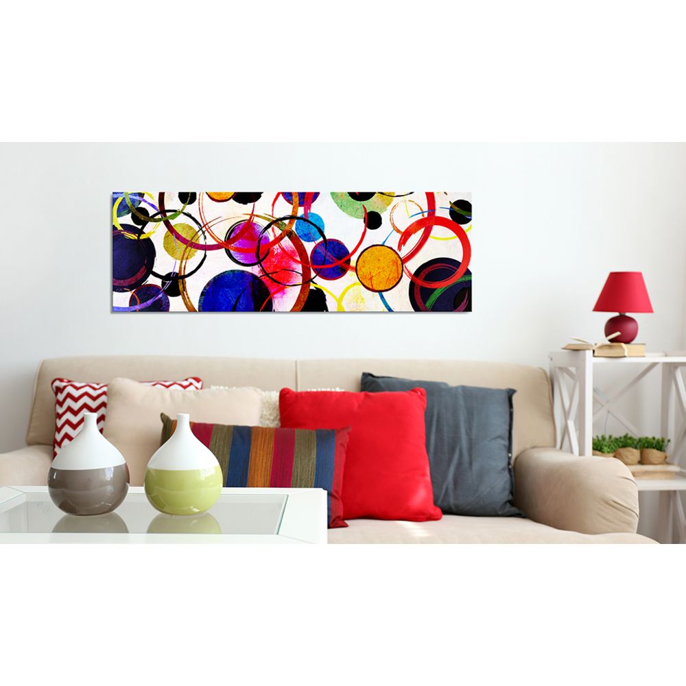 marque generique - 135x45 Tableau Multicolores Abstraction Superbe Rainbow Circles - Tableaux, peintures