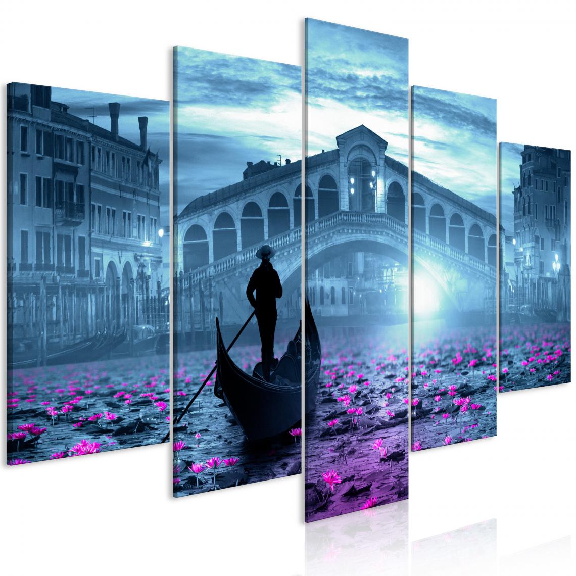 Decoshop26 - Tableau sur toile en 5 panneaux décoration murale image imprimée cadre en bois à suspendre Venise magique (5 Parties) Large Bleu 200x100 cm 11_0008320 - Tableaux, peintures