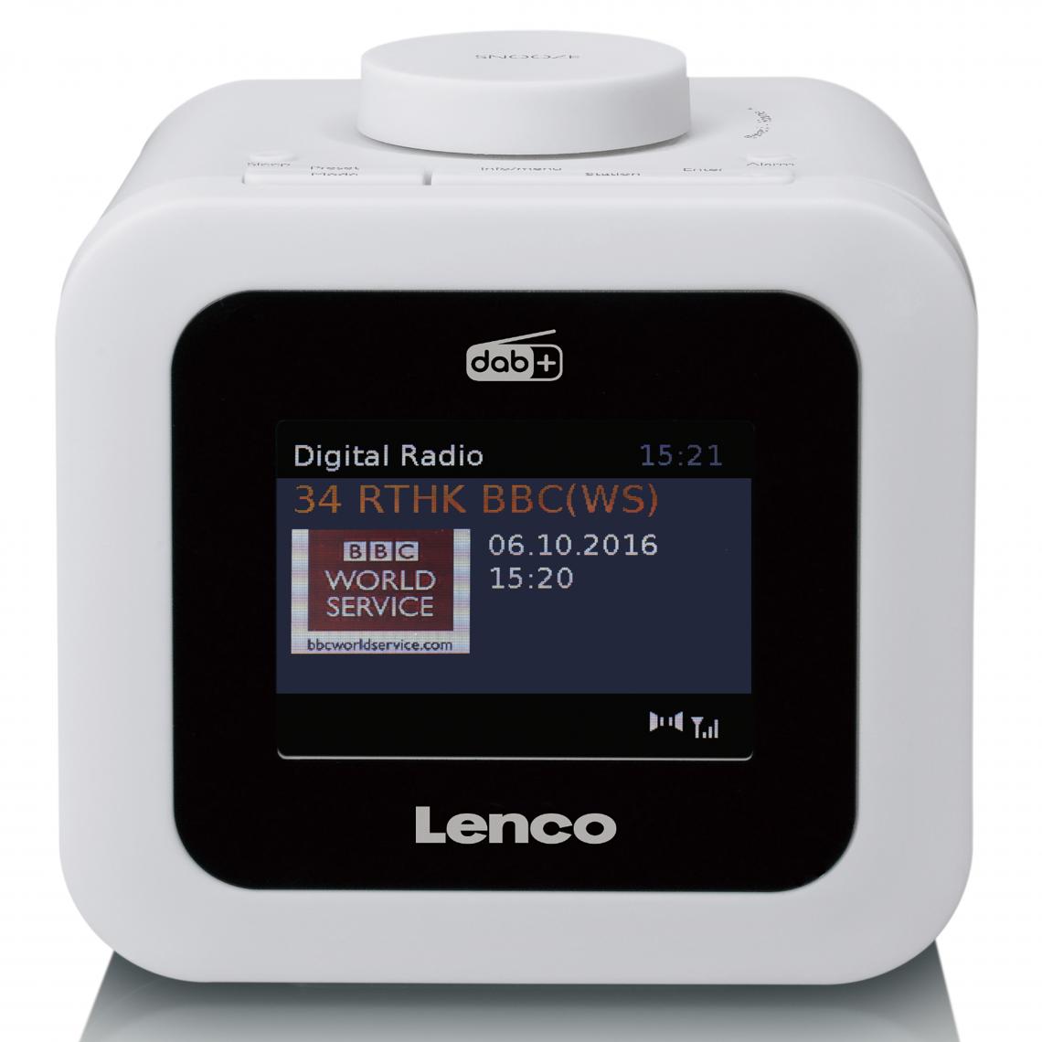 Lenco - Radio-réveil DAB+/FM avec écran couleur CR-620WH Blanc - Réveil