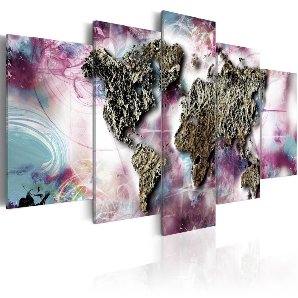 Bimago - Tableau | Monde multicouleurs | 200x100 | XXL | Cartes du monde | - Tableaux, peintures