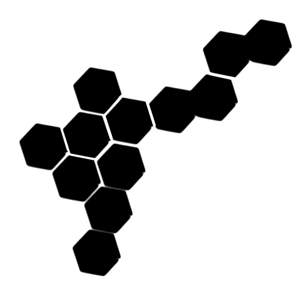 marque generique - 12pcs autocollants muraux effet miroir en plastique en forme de hexagone 3D grand noir - Objets déco