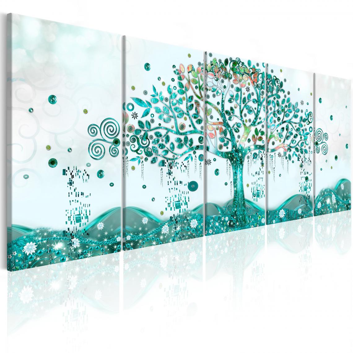 Decoshop26 - Tableau sur toile en 5 panneaux décoration murale image imprimée cadre en bois à suspendre Arbre ondulant 200x80 cm 11_0001380 - Tableaux, peintures