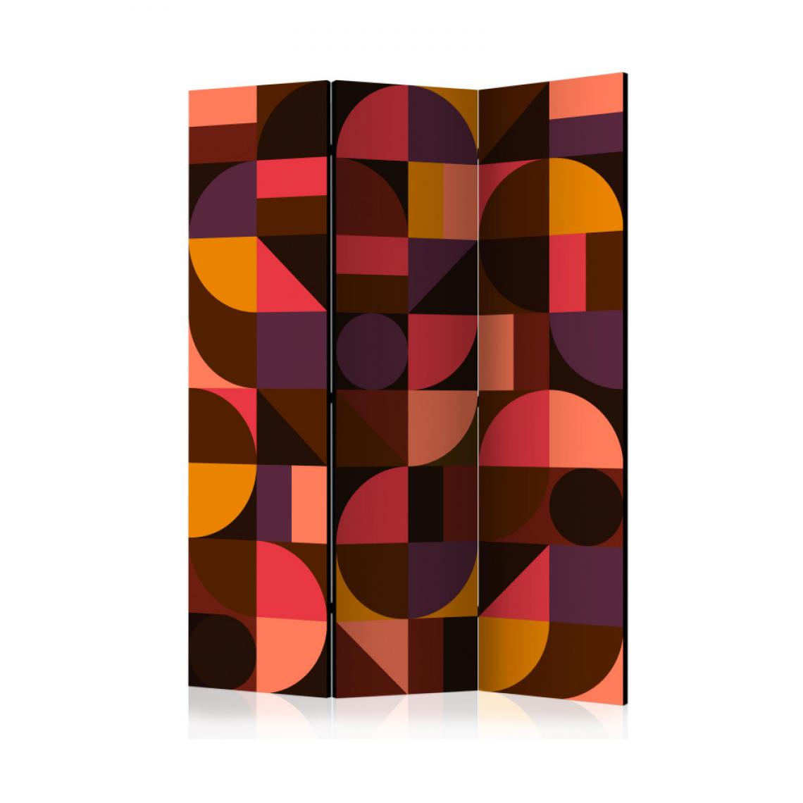 Artgeist - Paravent 3 volets - Geometric Mosaic (Red) [Room Dividers] 135x172 - Paravents