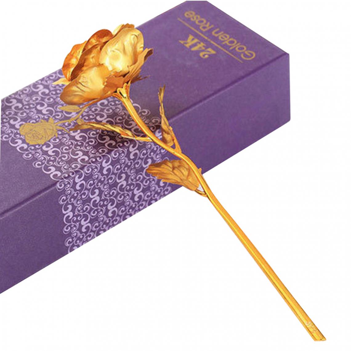 marque generique - 24K Or Forever Rose Fleur Artificielle Trempée Cadeau De La Saint-Valentin Pour Son Bleu - Plantes et fleurs artificielles