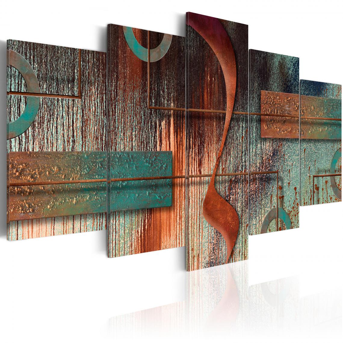 Decoshop26 - Tableau sur toile en 5 panneaux décoration murale image imprimée cadre en bois à suspendre Mélodie abstraite 100x50 cm 11_0001236 - Tableaux, peintures