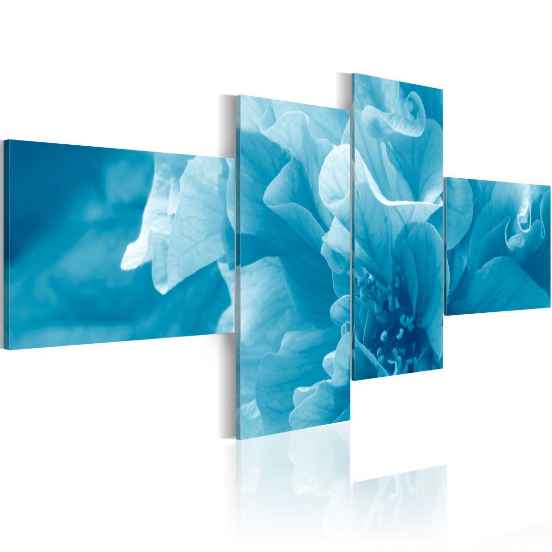 Decoshop26 - Tableau sur toile en 4 panneaux décoration murale image imprimée cadre en bois à suspendre Azalée bleue 200x90 cm 11_0004913 - Tableaux, peintures